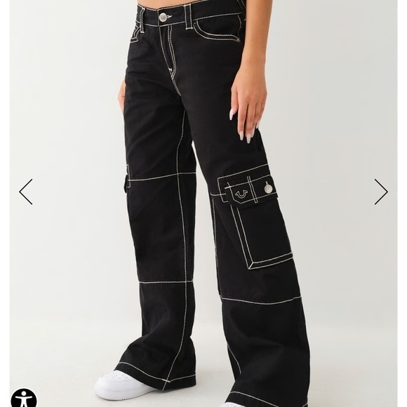 NWT True Religion Big T Baggy Cargo Plants Black 27​​ - Picture 2 of 11